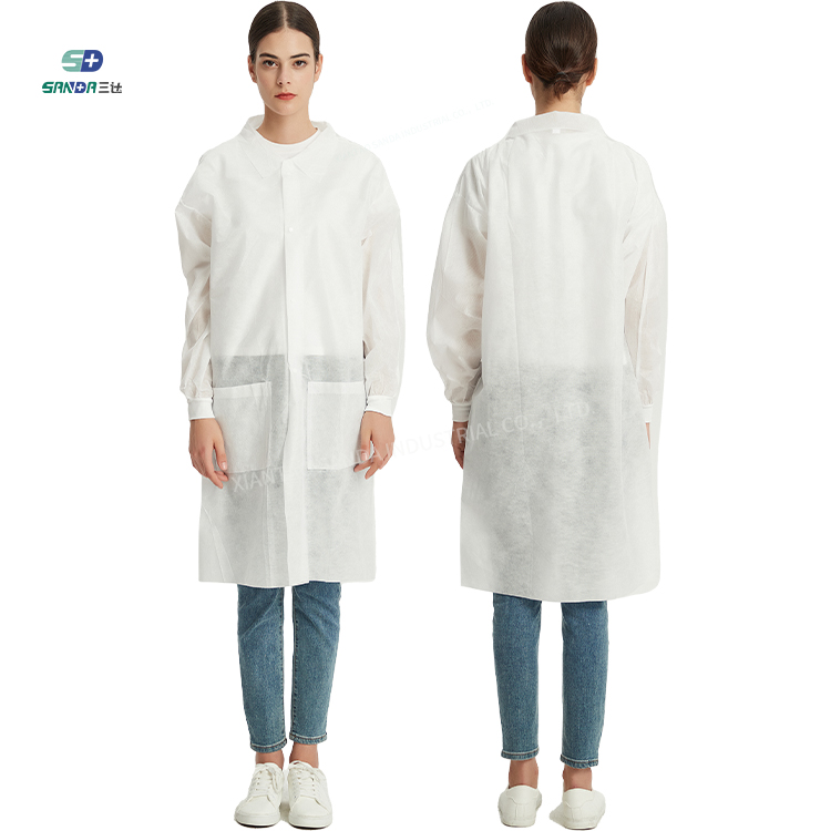 實(shí)驗(yàn)服 白 紐扣 兩個(gè)口袋